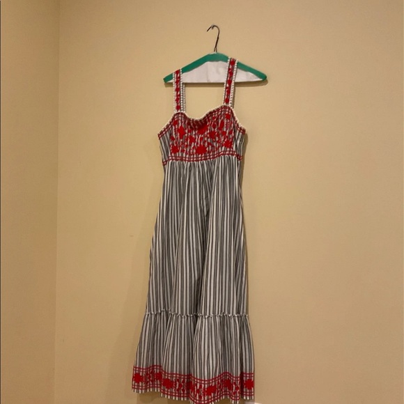 Red and Gray Striped Women's Dress - Picture 1 of 2